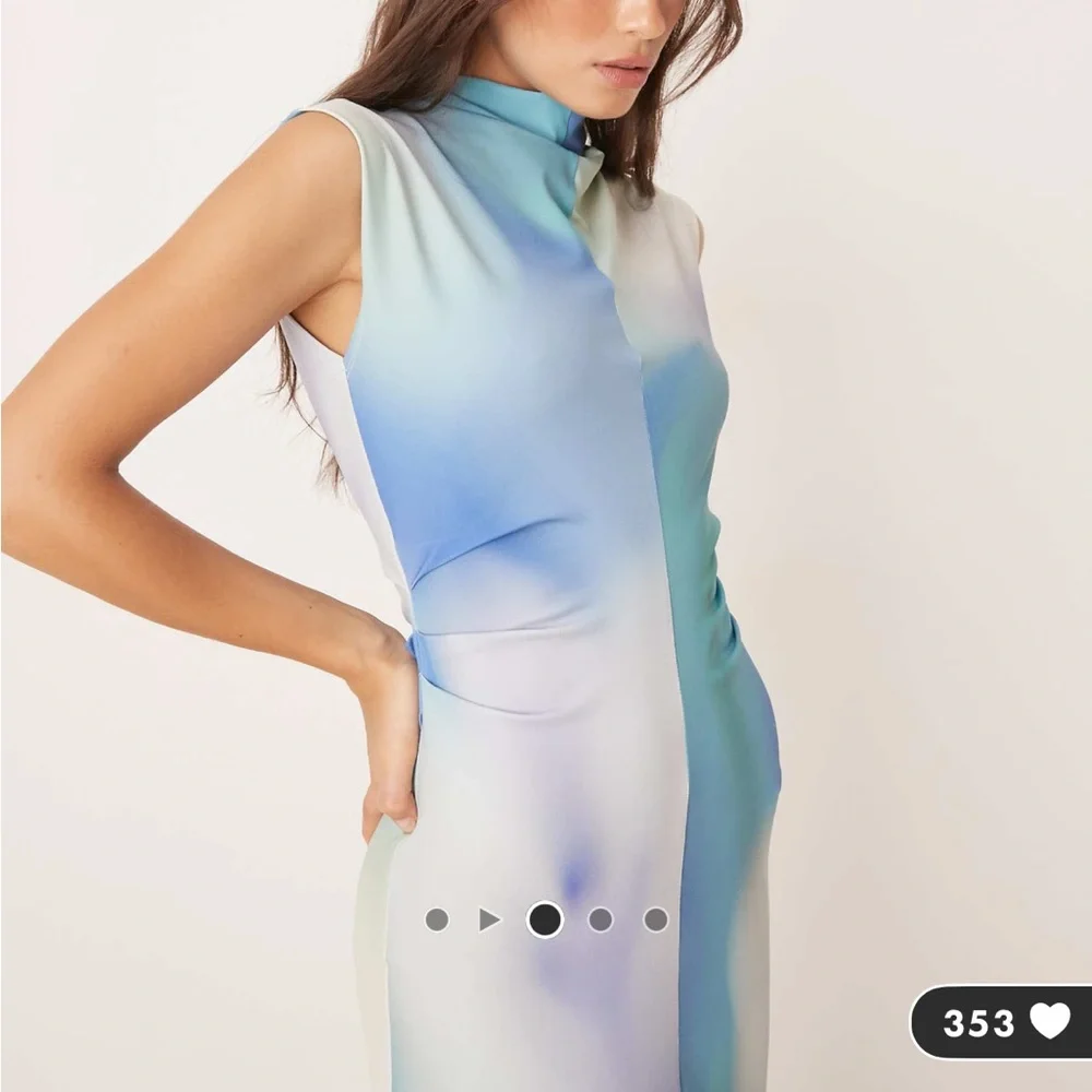 ASOS Blue and White Midi Dress - Picture 2 of 4